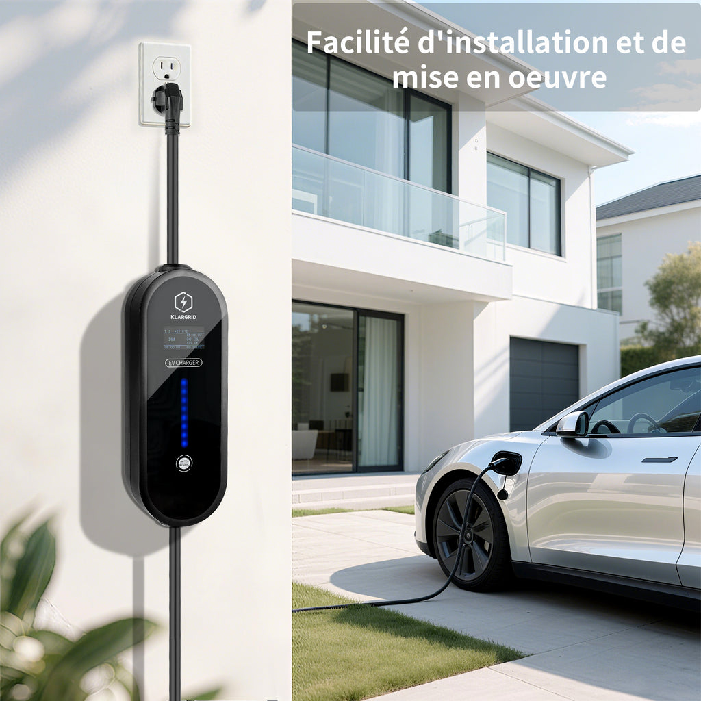 Ladekabel Schuko 3,5kW[1-phasig, 6m, 6-16A], EV Chargers mit Steuerbarer Digitalanzeige für Elektroauto, EV Ladegerät für 3008/508, C5X, DS7, GLA, Q3, X3, ZOE, ID.3, ID.4 und Anderen PHEV/EV