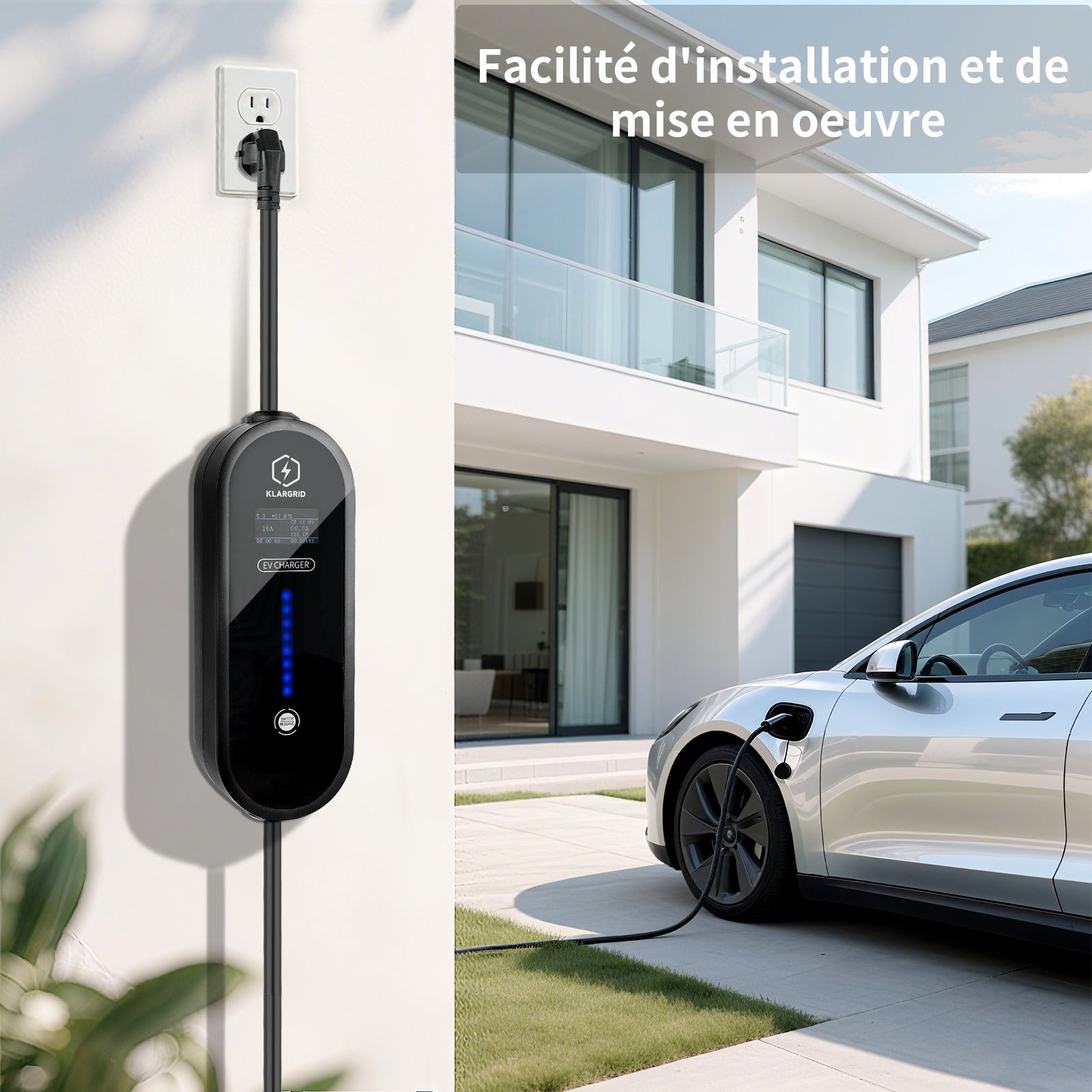 Ladekabel Schuko 3,5kW[1-phasig, 6m, 6-16A], EV Chargers mit Steuerbarer Digitalanzeige für Elektroauto, EV Ladegerät für 3008/508, C5X, DS7, GLA, Q3, X3, ZOE, ID.3, ID.4 und Anderen PHEV/EV