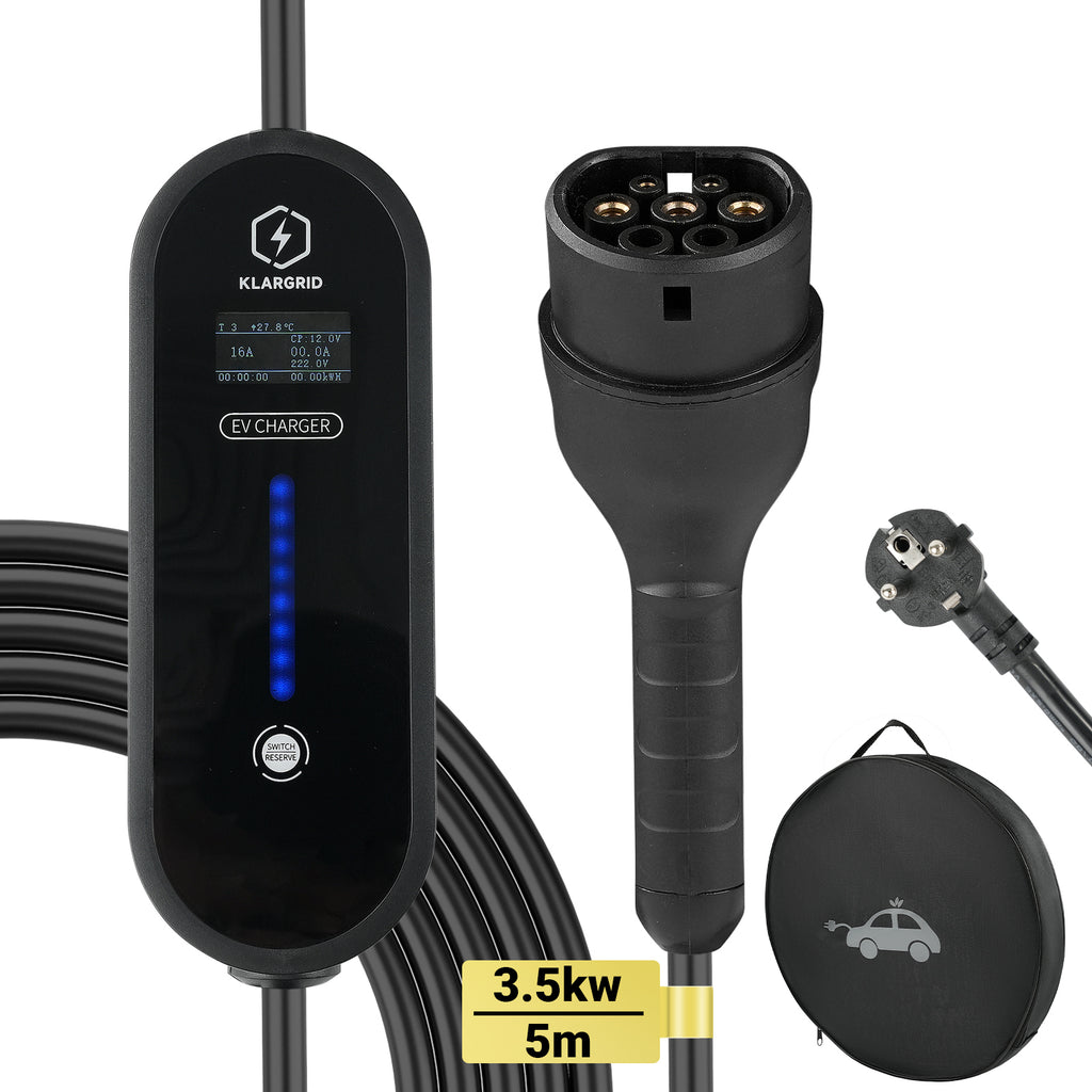 Ladekabel Schuko 3,5kW[1-phasig, 6m, 6-16A], EV Chargers mit Steuerbarer Digitalanzeige für Elektroauto, EV Ladegerät für 3008/508, C5X, DS7, GLA, Q3, X3, ZOE, ID.3, ID.4 und Anderen PHEV/EV